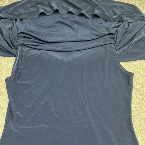 Joseph Ribkoff Dark Blue Layered Stretch Knit Studded Long Tunic Top size 12 - Picture 9 of 10